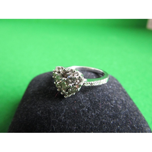 484 - Heart Motif Diamond Cluster Ring Mounted on 10 Carat White Gold Band Please Note: Purchased in Ameri... 