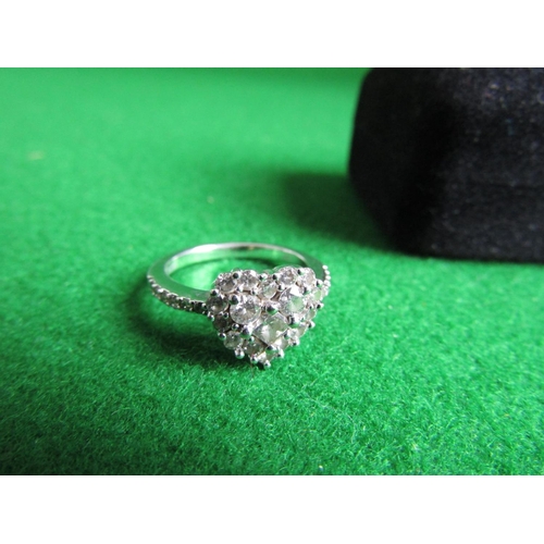 484 - Heart Motif Diamond Cluster Ring Mounted on 10 Carat White Gold Band Please Note: Purchased in Ameri... 