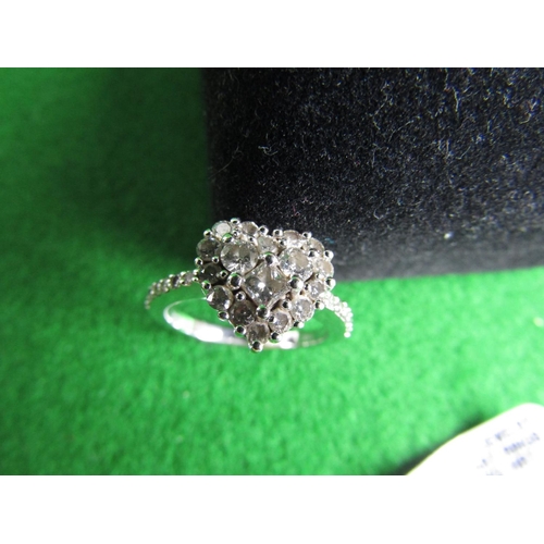 484 - Heart Motif Diamond Cluster Ring Mounted on 10 Carat White Gold Band Please Note: Purchased in Ameri... 