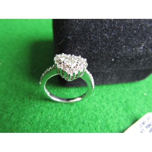 484 - Heart Motif Diamond Cluster Ring Mounted on 10 Carat White Gold Band Please Note: Purchased in Ameri... 