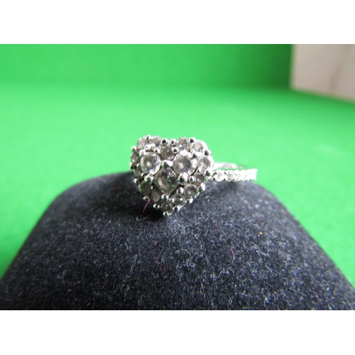 484 - Heart Motif Diamond Cluster Ring Mounted on 10 Carat White Gold Band Please Note: Purchased in Ameri... 