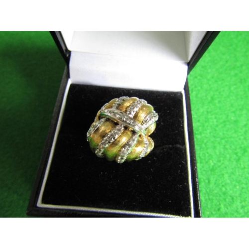 485 - 18 Carat Yellow and White Gold Ladies Cluster Ring Set with Fifty 8 Cut Diamonds Ring Size L
Please ... 