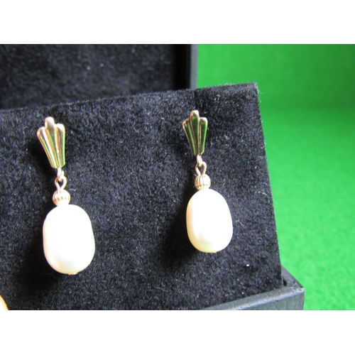 489 - Pair of 14 Carat Yellow Gold Set Pearl Earrings