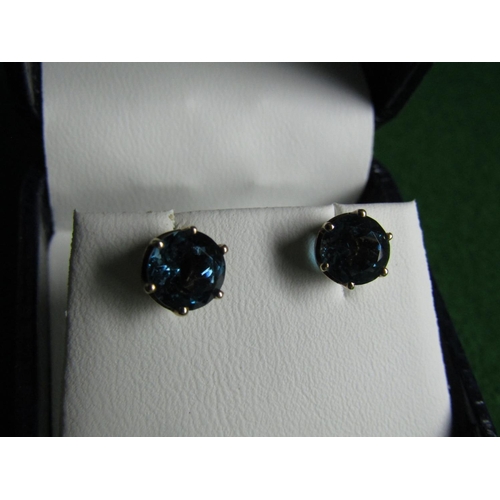 490 - Pair of 14 Carat Gold Set Gemstone Earrings Circular Cut