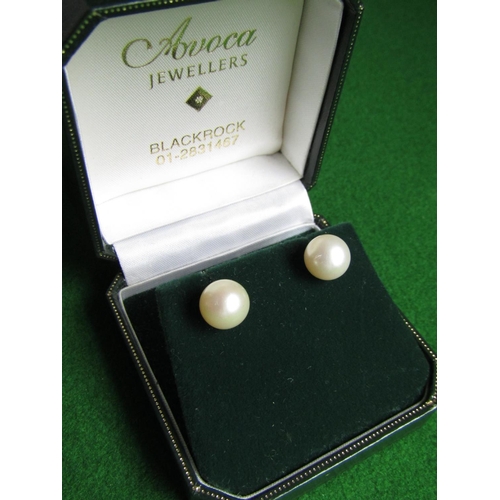 491 - Pair of Pearl Stud Earrings Mounted on 14 Carat Gold