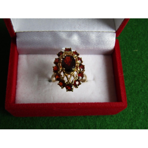 494 - 18 Carat Yellow Gold Garnet Set Ladies Cluster Ring Size M