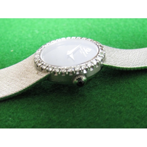 495 - 18 Carat White Gold Baume and Mercier Ladies Watch with Midnight Dial Diamond Set Bezel Good Weight ... 