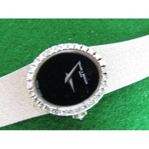 495 - 18 Carat White Gold Baume and Mercier Ladies Watch with Midnight Dial Diamond Set Bezel Good Weight ... 