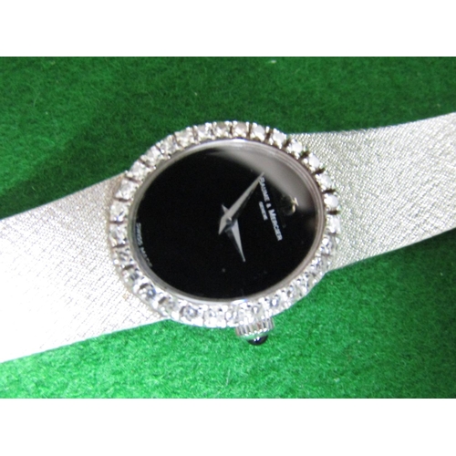 495 - 18 Carat White Gold Baume and Mercier Ladies Watch with Midnight Dial Diamond Set Bezel Good Weight ... 