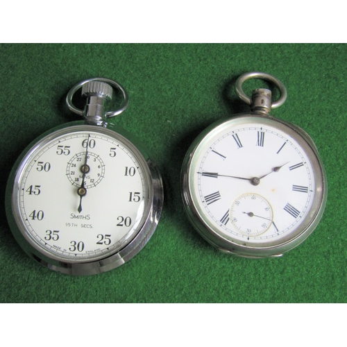 497 - Solid Silver Cased Pocket Watch with Engraved Back Roman Numeral Decorated Dial and Another