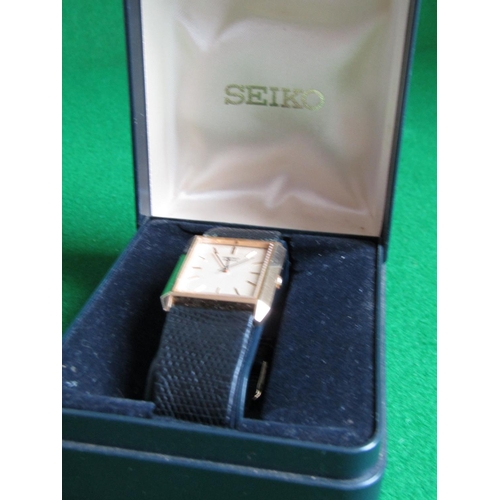 499 - Seiko Gentleman's Gold Tone Quartz Wristwatch Contained within Original Presentation Case