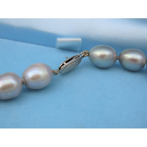 50 - Baroque Silvered Pearl Ladies Necklace with Matching Pair of Earrings Silver Mounted