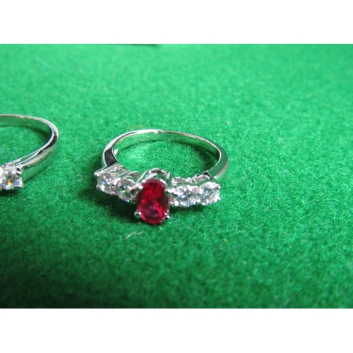 501 - Four Various White Metal Rings Set with Coloured Stones Sizes P, K, Q, M and a Half