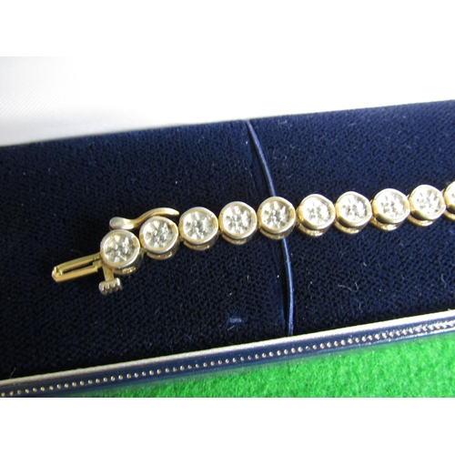 502 - Silver Gilt Yellow Metal Ladies Bracelet with Disk Links Each Set with a Single Diamond Twenty Eight... 