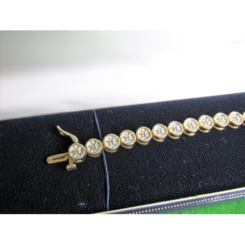 502 - Silver Gilt Yellow Metal Ladies Bracelet with Disk Links Each Set with a Single Diamond Twenty Eight... 