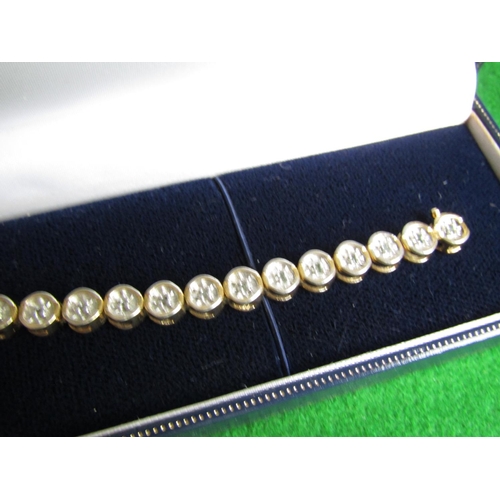 502 - Silver Gilt Yellow Metal Ladies Bracelet with Disk Links Each Set with a Single Diamond Twenty Eight... 