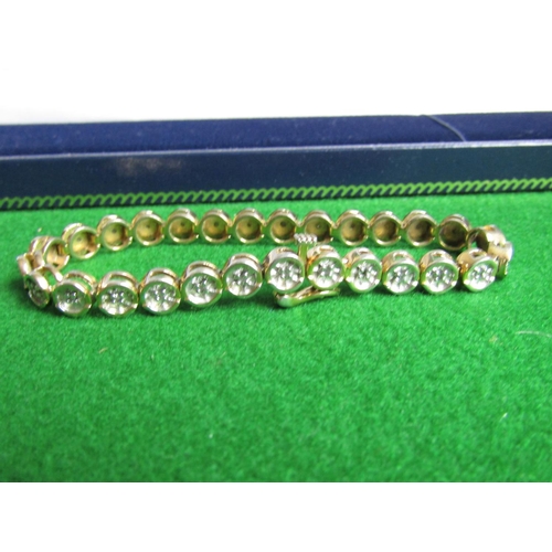 502 - Silver Gilt Yellow Metal Ladies Bracelet with Disk Links Each Set with a Single Diamond Twenty Eight... 