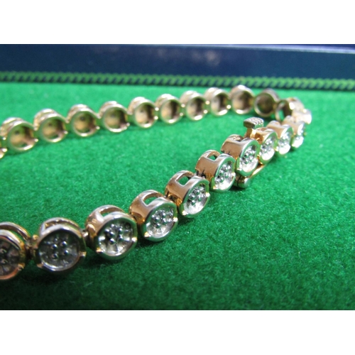 502 - Silver Gilt Yellow Metal Ladies Bracelet with Disk Links Each Set with a Single Diamond Twenty Eight... 