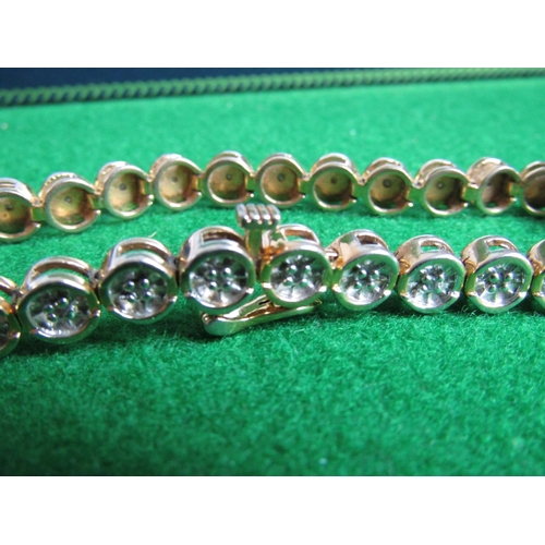 502 - Silver Gilt Yellow Metal Ladies Bracelet with Disk Links Each Set with a Single Diamond Twenty Eight... 