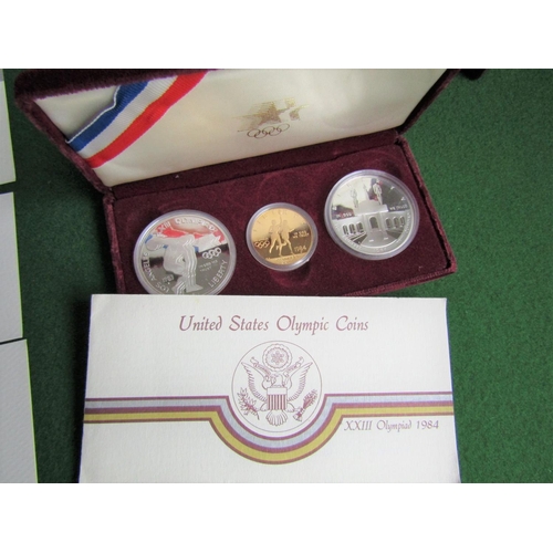 504 - Cased Pure Gold Ten Dollar Coin and Two Pure Silver Dollar Coins to Commemorate 1984 Olympics Held A... 