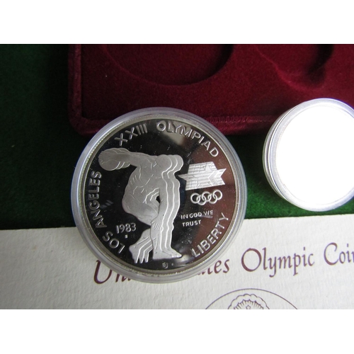 504 - Cased Pure Gold Ten Dollar Coin and Two Pure Silver Dollar Coins to Commemorate 1984 Olympics Held A... 