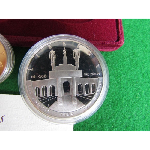 504 - Cased Pure Gold Ten Dollar Coin and Two Pure Silver Dollar Coins to Commemorate 1984 Olympics Held A... 