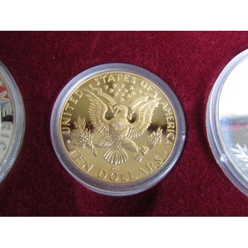 504 - Cased Pure Gold Ten Dollar Coin and Two Pure Silver Dollar Coins to Commemorate 1984 Olympics Held A... 