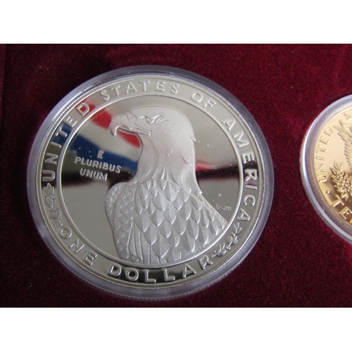 504 - Cased Pure Gold Ten Dollar Coin and Two Pure Silver Dollar Coins to Commemorate 1984 Olympics Held A... 