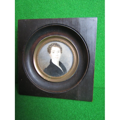 507 - Regency Portrait of Gentleman Circular Form Ormolu Bound Approximately 3 Inches Diameter