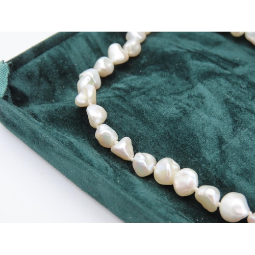 57 - Ladies Natural Pearl Necklace with Silver Clasp Contained within Presentation Box