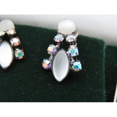 59 - Two Pairs of Ladies Earrings Moonstone Set and Pearl Set Both Attractively Detailed