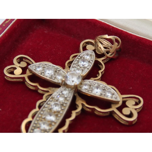 72 - 9 Carat Yellow Gold Attractively Detailed Crucifix Necklace Pendant Weight Approximately 12.6g