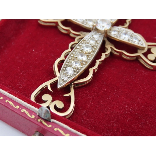 72 - 9 Carat Yellow Gold Attractively Detailed Crucifix Necklace Pendant Weight Approximately 12.6g