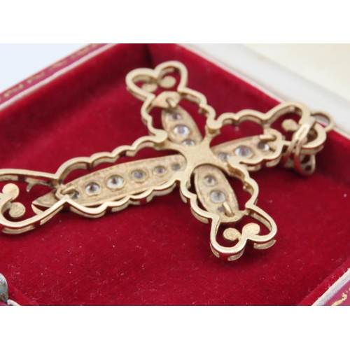 72 - 9 Carat Yellow Gold Attractively Detailed Crucifix Necklace Pendant Weight Approximately 12.6g