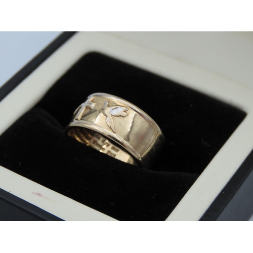 80 - 9 Carat Yellow Gold Lords Prayer Ring Size K and a Half