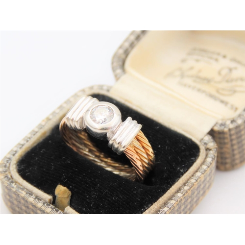 81 - Three Tone Rope Twist Motif Ladies Ring 18 Carat Gold with White Gold Set Diamond Centre Stone Appro... 