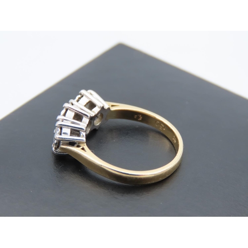 86 - Three Stone Diamond Ring Mounted on 18 Carat Yellow Gold Band Attractively Detailed Ring Size K and ... 