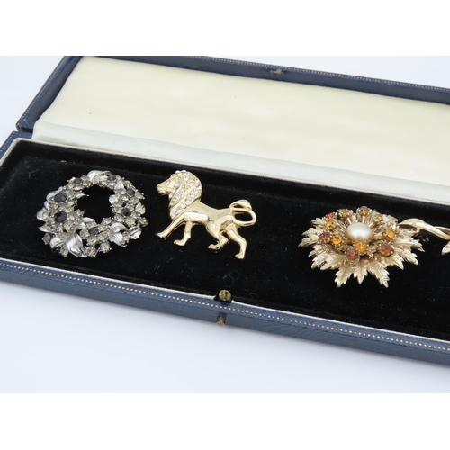 9 - Three Vintage Ladies Brooches Costume Jewellery Attractively Detailed