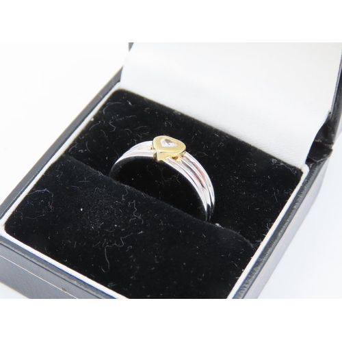 96 - 18 Carat Yellow Gold Set Ladies Heart Motif Diamond Ring Further Set on 18 Carat White Gold Band Rin... 