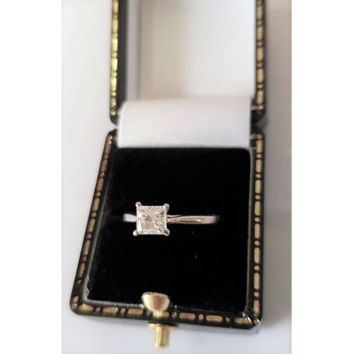 516 - Princess Cut Diamond Ring Circa 2000 In Four Claw Setting Set on Platinum Fine High and Pure D Colou... 