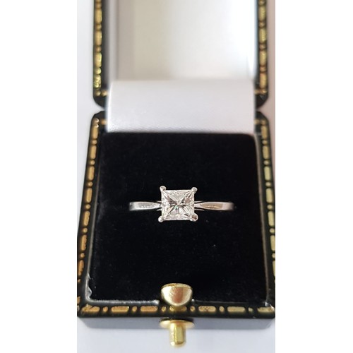 516 - Princess Cut Diamond Ring Circa 2000 In Four Claw Setting Set on Platinum Fine High and Pure D Colou... 