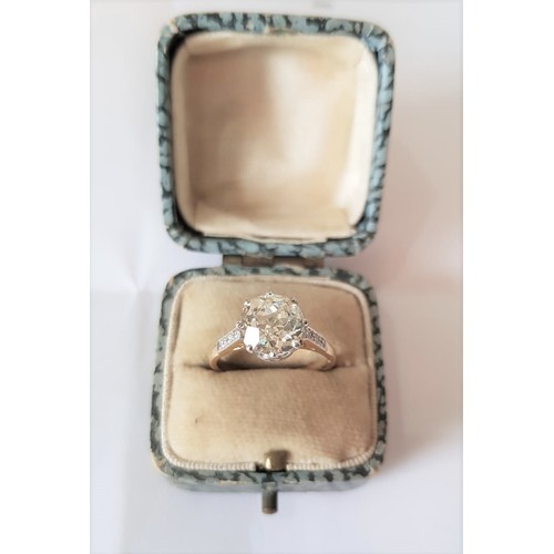 517 - Edwardian Solitaire Diamond Ring Mounted on 18 Carat Gold Band Set in Platinum Mount Eight Claw Sett... 