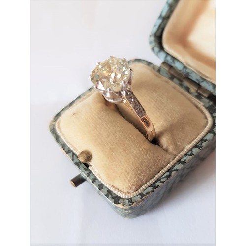 517 - Edwardian Solitaire Diamond Ring Mounted on 18 Carat Gold Band Set in Platinum Mount Eight Claw Sett... 