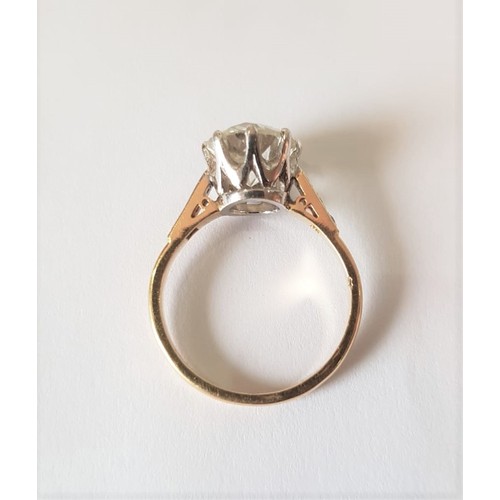 517 - Edwardian Solitaire Diamond Ring Mounted on 18 Carat Gold Band Set in Platinum Mount Eight Claw Sett... 