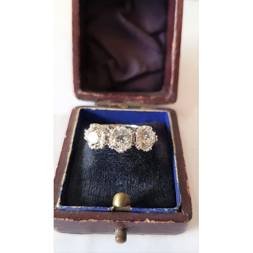 524 - Three Stone Ladies Diamond Ring Old Brilliant Cut Diamonds in a Fine Claw Setting Mounted on 18 Cara... 