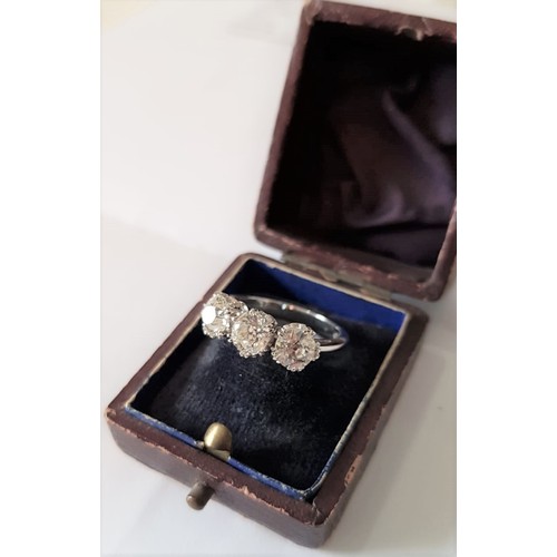 524 - Three Stone Ladies Diamond Ring Old Brilliant Cut Diamonds in a Fine Claw Setting Mounted on 18 Cara... 