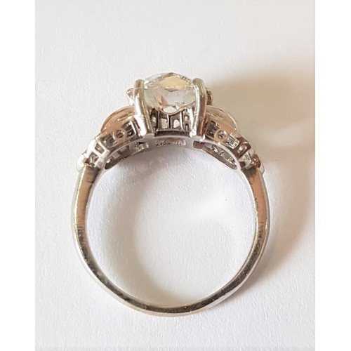 525 - Ladies Diamond Ring Circa 1915 Cushion Cut Centre Diamond with Further Detailed Diamond Decoration t... 