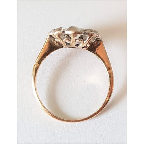 528 - Diamond Cluster Ring Platinum Crown Mounted on 18 Carat Yellow Gold Band Circa 1910 Ring Size L