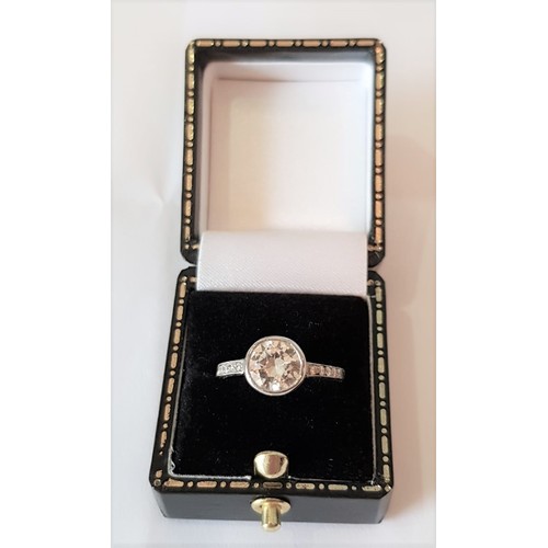 532 - Ladies Diamond Ring Circa 1930s Center Stone 1.65 Carats Approximately Rubover Platinum Setting Moun... 