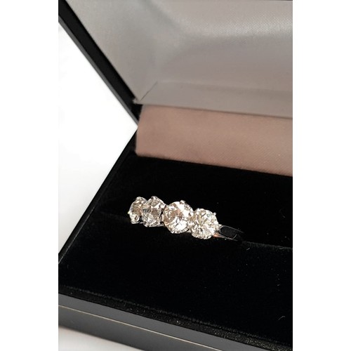 533 - Four Stone Diamond Ring Transitional Cut Diamonds Platinum Settings 2.30 Carat of Diamonds Approxima... 